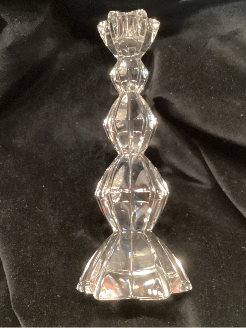 Vintage 7” Mikasa Illuminations CRYSTAL CANDLE STICK HOLDER Made Czech Republic